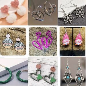 NWT Lot of 9 Assorted a pair of Earrings - Hearts - Clovers - Dangles